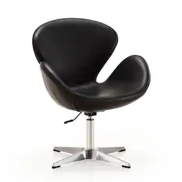 Manhattan Comfort - Raspberry Modern Upholstered Swivel Lounge Chair - Black