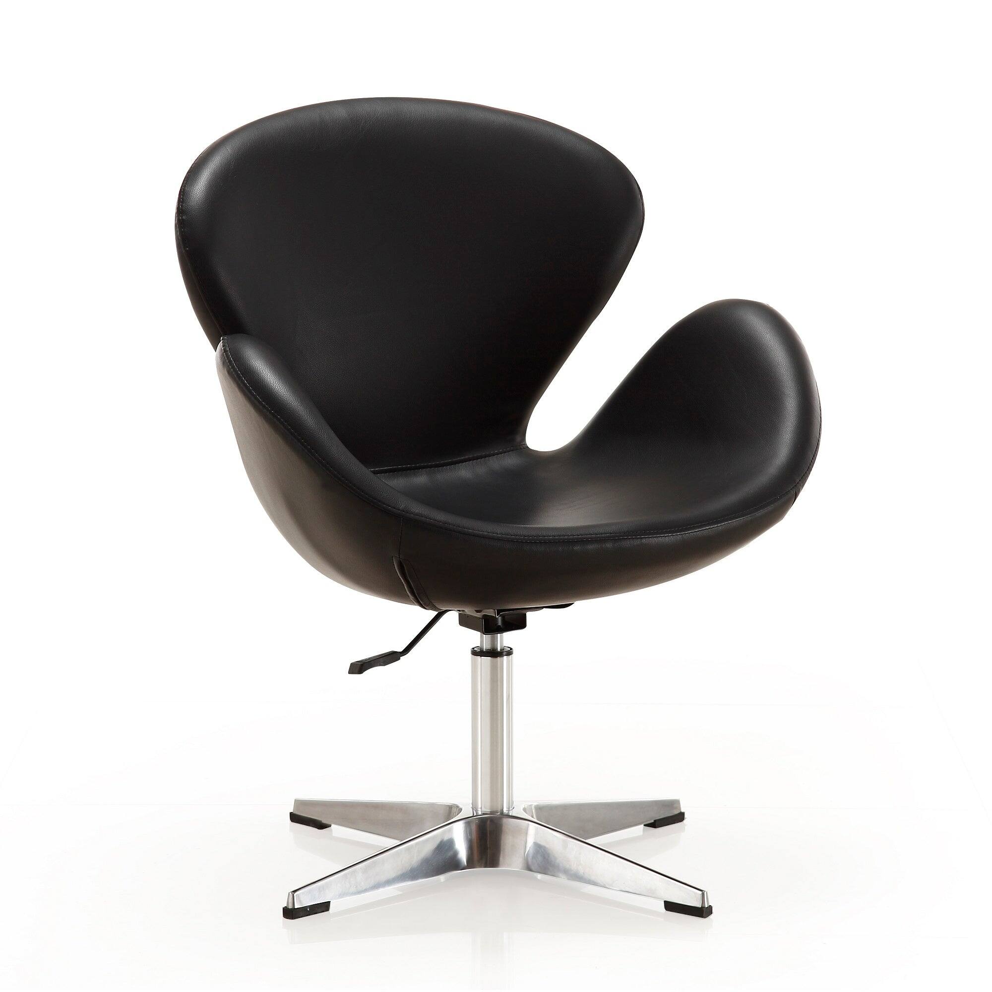 Front. Manhattan Comfort - Raspberry Modern Upholstered Swivel Lounge Chair - Black.