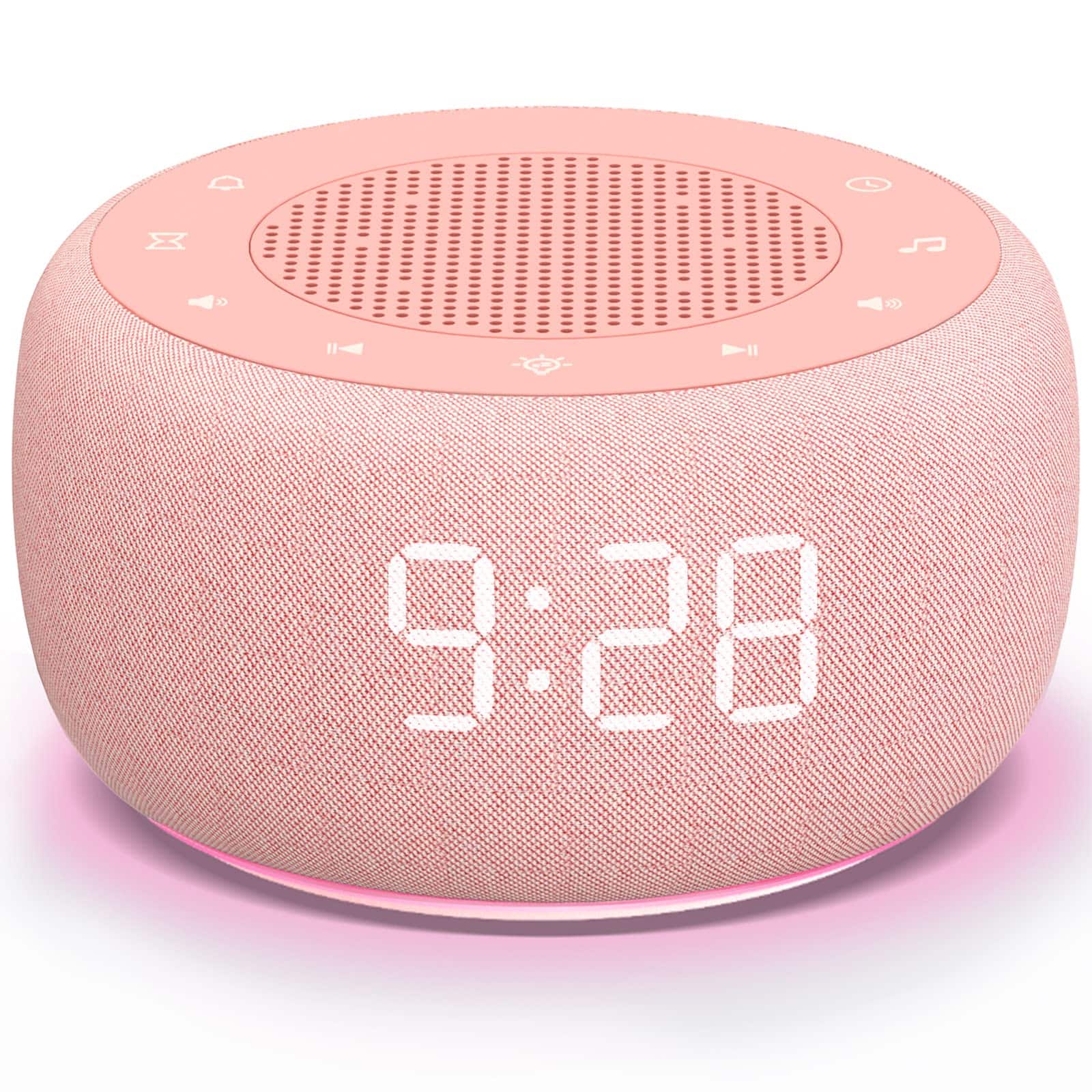 Dazzed Corner - Sound Machine Alarm Clock, Sleep Timer - Pink