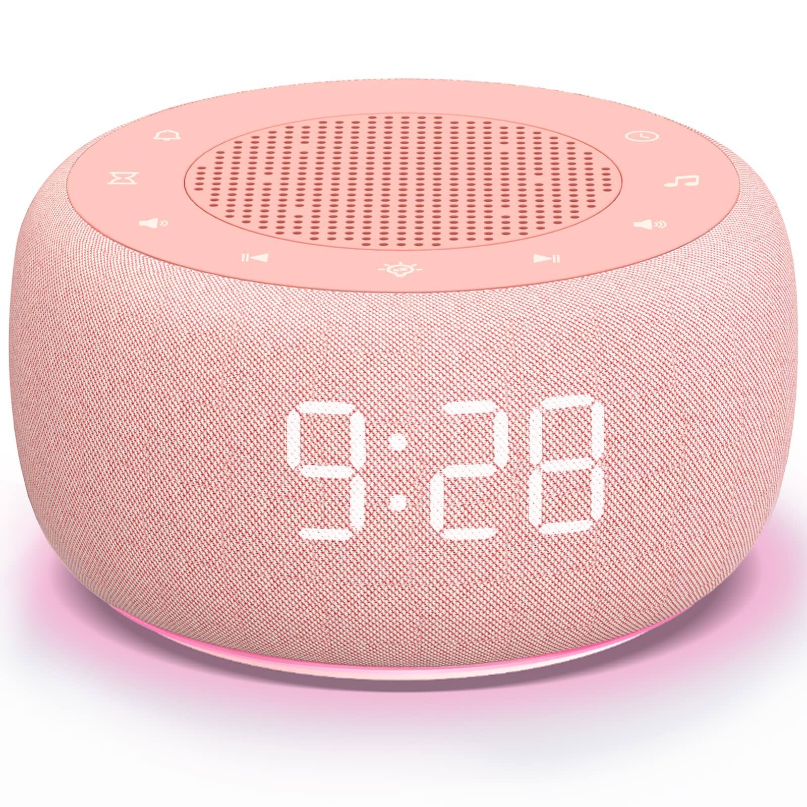 Front. Dazzed Corner - Sound Machine Alarm Clock, Sleep Timer - Pink.