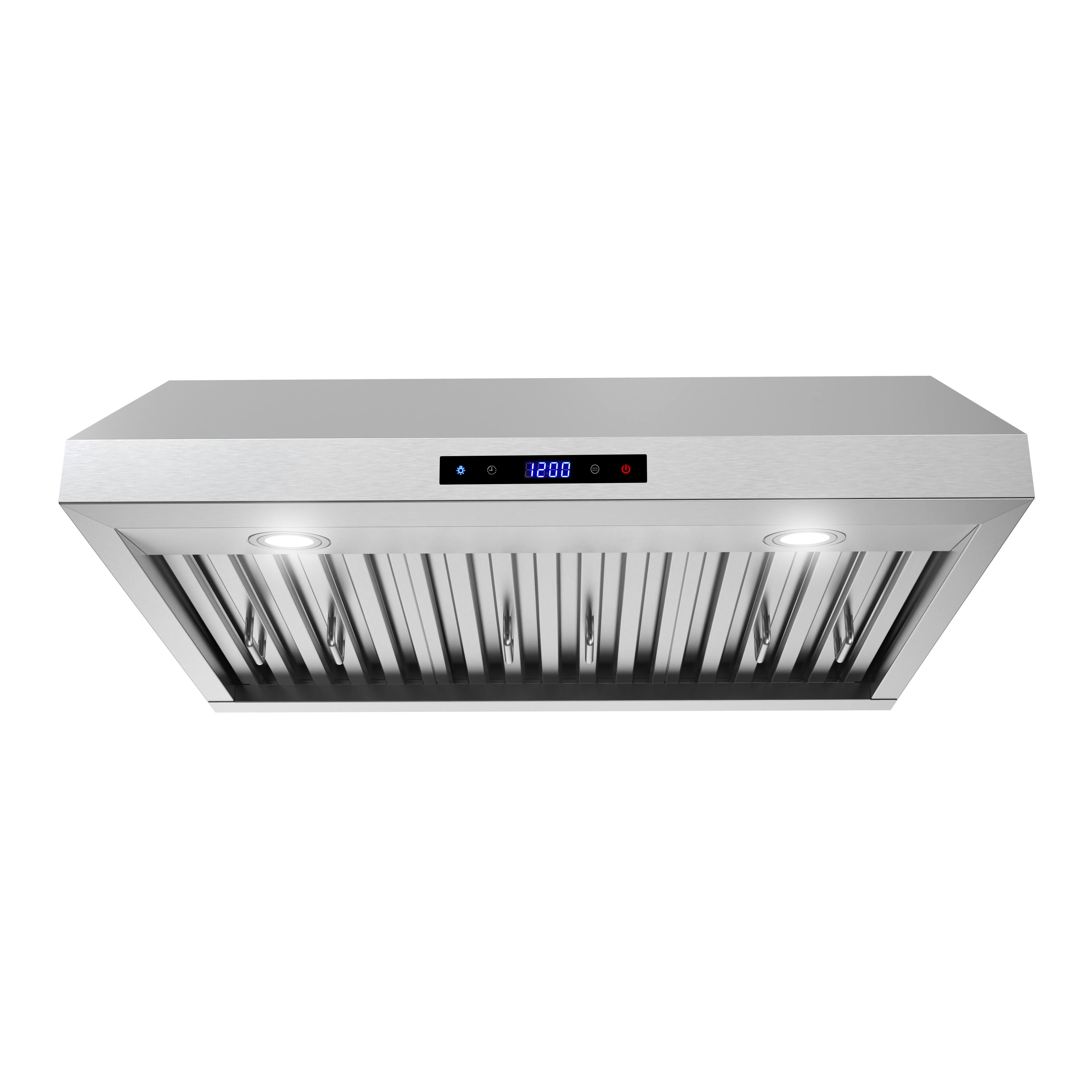 Angle. Streamline - 30 in. Lozza Convertible Undermount 406 CFM Range Hood, Baffle Filters, Touchpad Control, LED Lights - Brushed Stainless Steel.