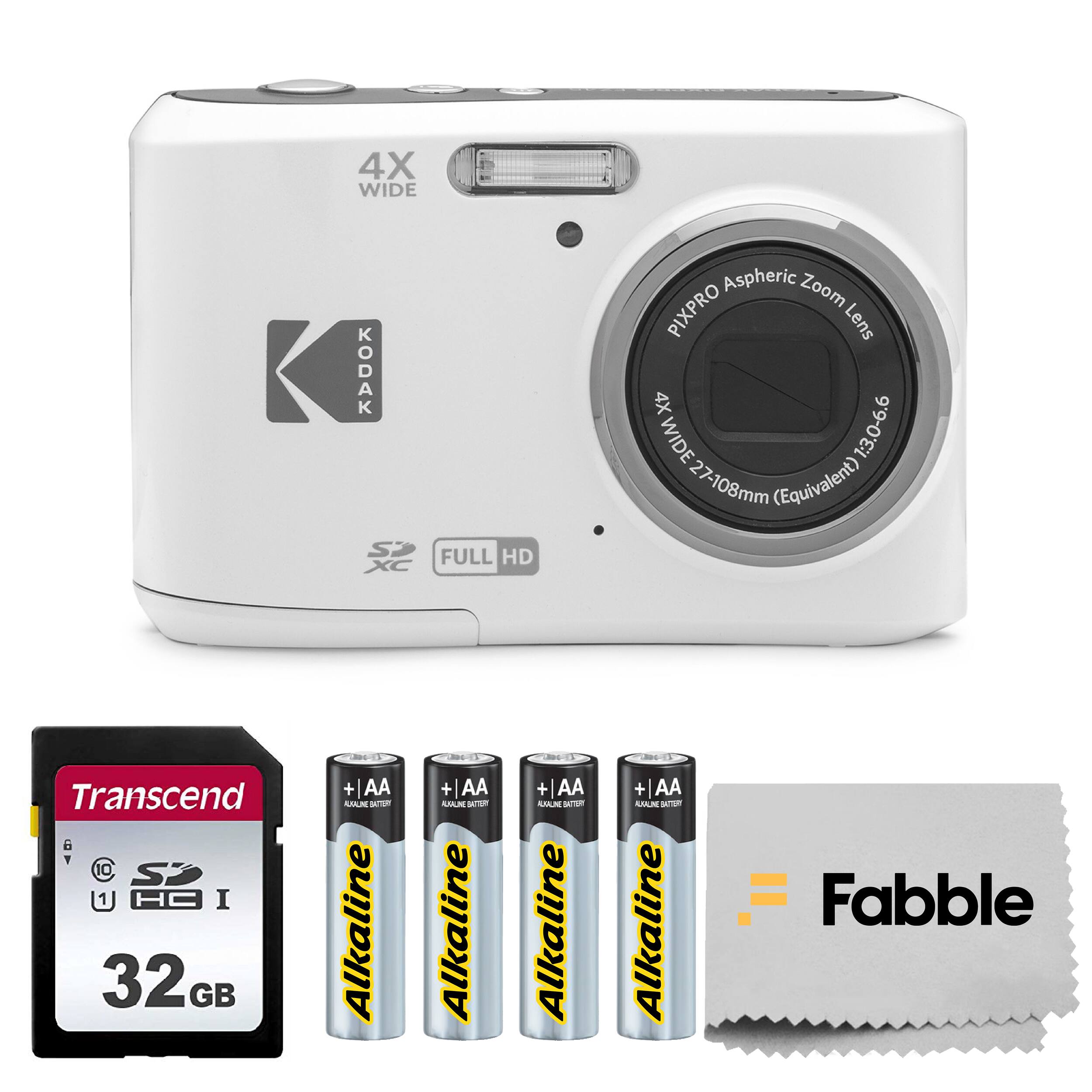 Kodak - PIXPRO FZ45 16MP Digital Camera with 4X Optical Zoom 27mm Wide Angle and 2.7" LCD Screen Bundle with 32GB SD Memor - White