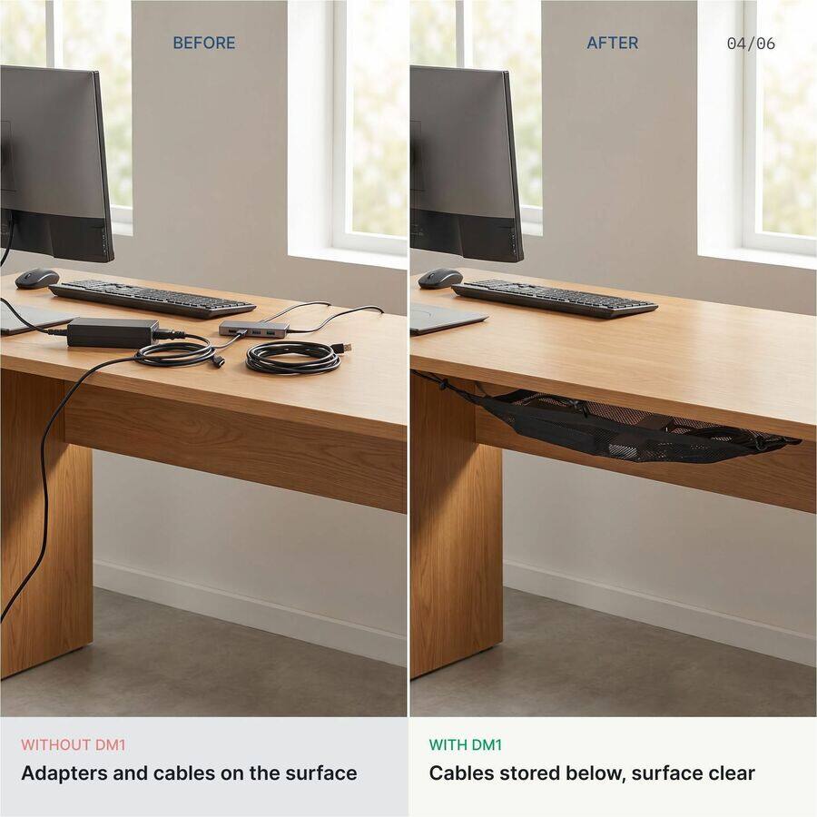 BEFORE AFTER 04/06

WITHOUT DM1
Adapters and cables on the surface

WITH DM1
Cables stored below, surface clear