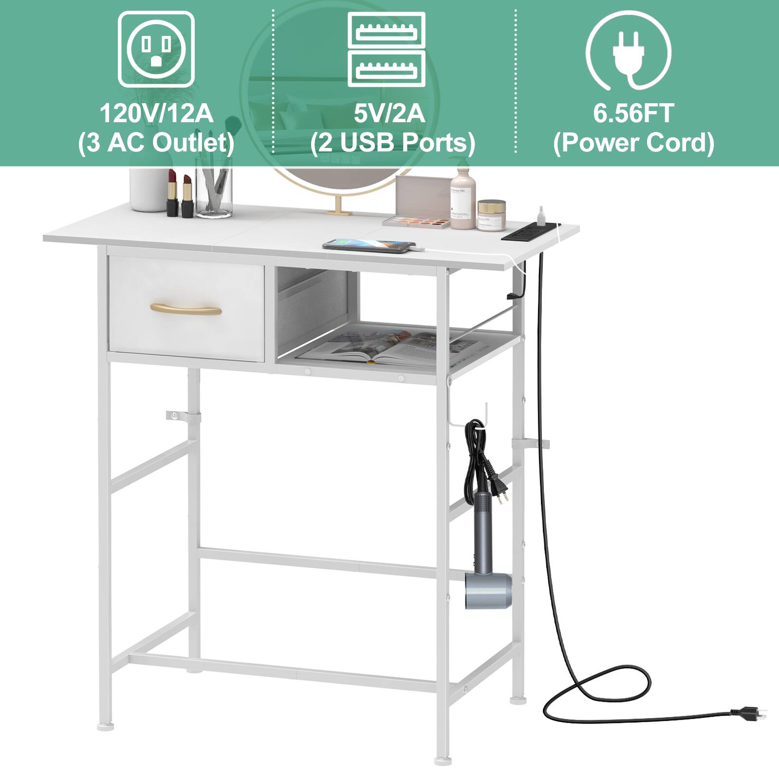 120V/12A (3 AC Outlet)  
5V/2A (2 USB Ports)  
6.56FT (Power Cord)