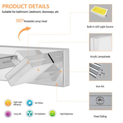 Plastic Led Design LUCKY ONE 8 Light LED Vanity Light, Wall Mount Sconce for Bathroom ...