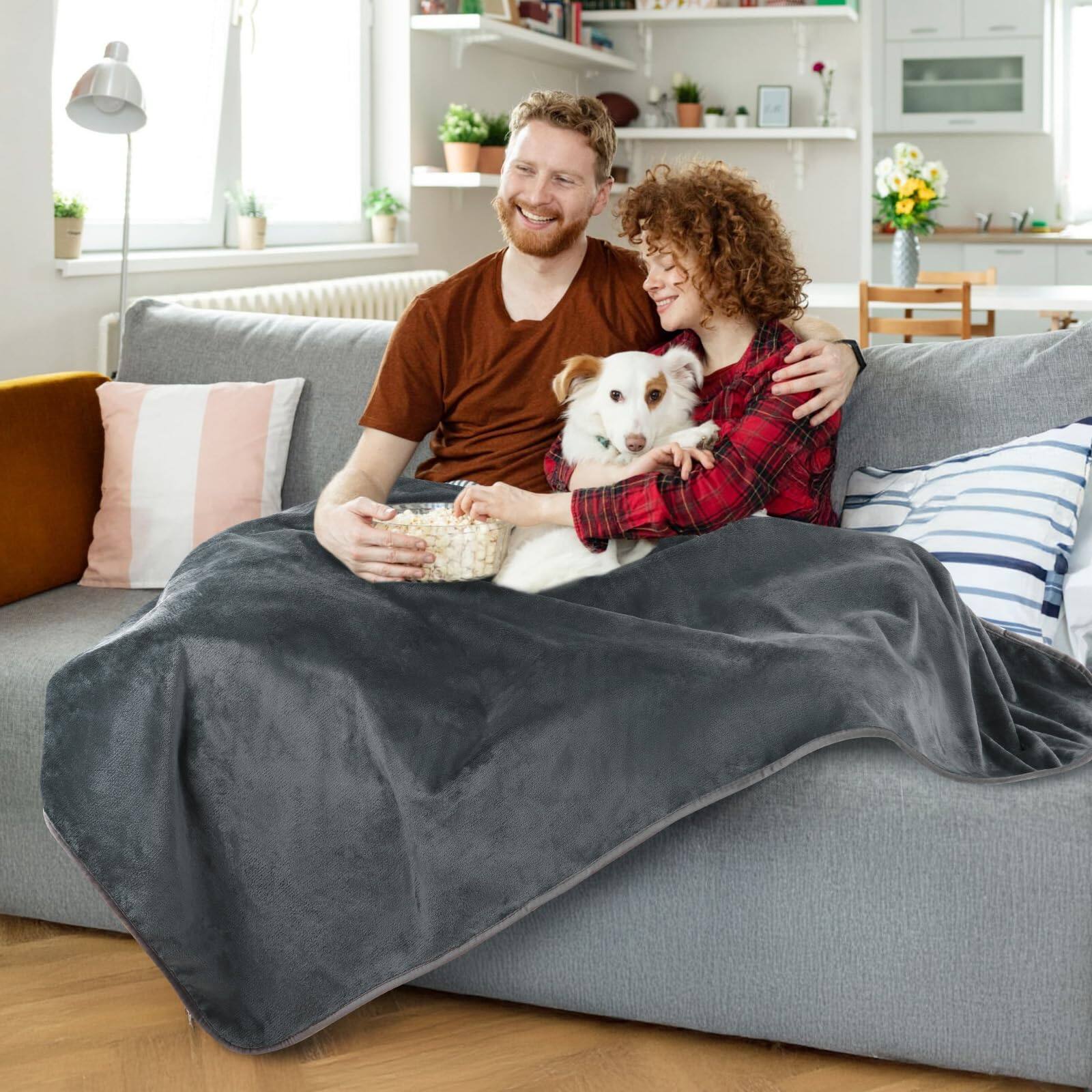 Alt View 3. Fabibe - Waterproof Blanket For Bed: Reversible Soft Flannel Bed 60" X 80" Leakproof Throw Spill-proof Dog Pet Couch Sofa - Purple-60" x 80".
