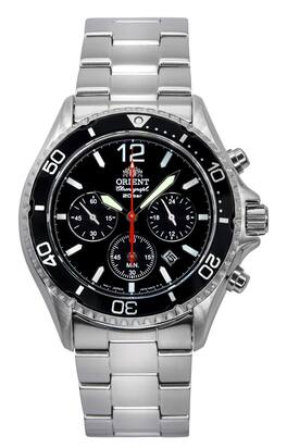 Orient - Chronograph Stainless Steel Dial Solar Diver's RA-TX0202B10B 200M Men's Watch - Black