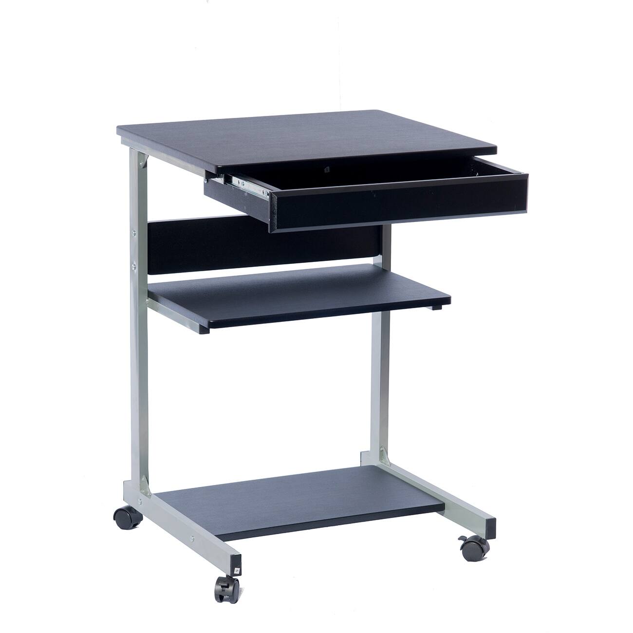 Alt View 4. Spaco - Spaco Rolling Laptop Cart with Drawer, 2 Shelves, Moisture Resistant, Scratch Proof, 4 Casters 2 Locks, for Home Office - Black.