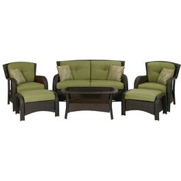 Hivvago - Outdoor Resin Wicker 6-Piece Patio Furniture Set with Seat Cushions - Green