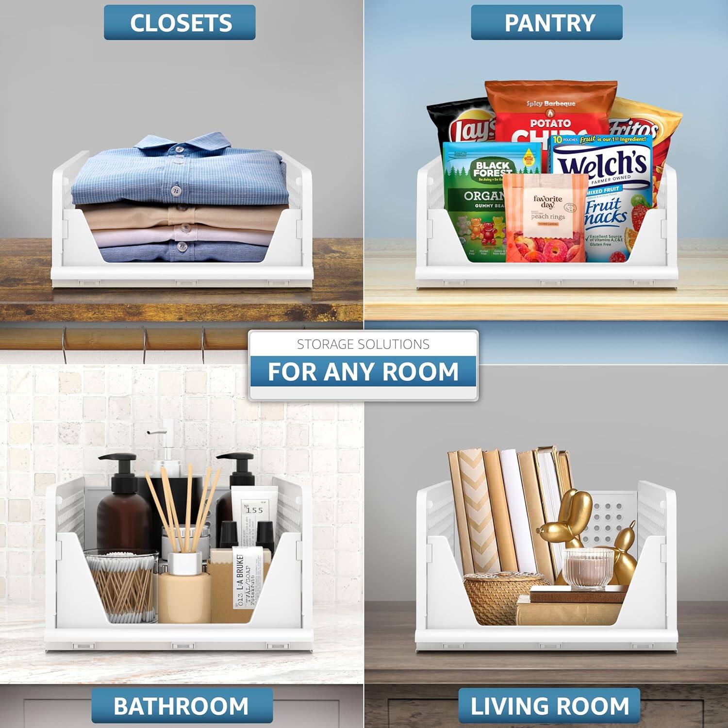 CLOSETS  
PANTRY  
BATHROOM  
LIVING ROOM  

STORAGE SOLUTIONS FOR ANY ROOM