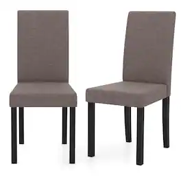 Gymax - Dining Chair Set of 2 Fabric Upholstered Rubber Wood Legs Side Armless - Brown