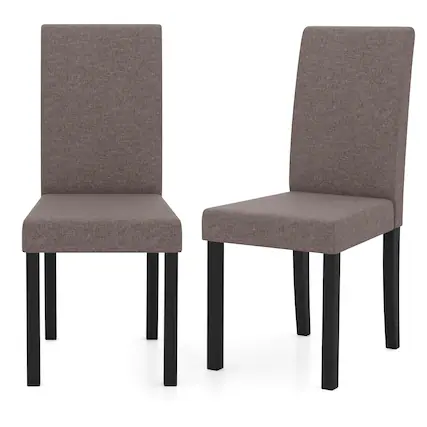 Front. Gymax - Gymax Dining Chair Set of 2 Fabric Upholstered Rubber Wood Legs Side Armless Brown - Brown.