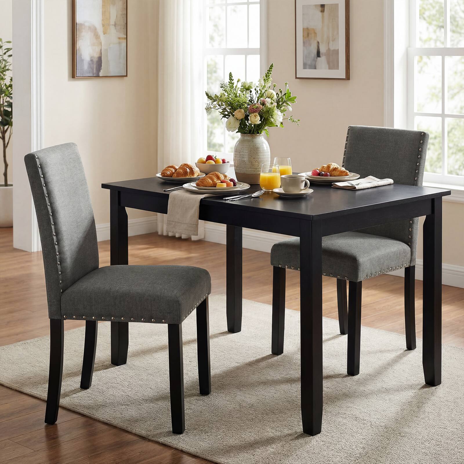 Alt View 8. Gymax - Gymax Wooden Dining Chairs Set of 4 w/Solid Rubber Bent Wood Legs for Dining Room Grey - Grey.