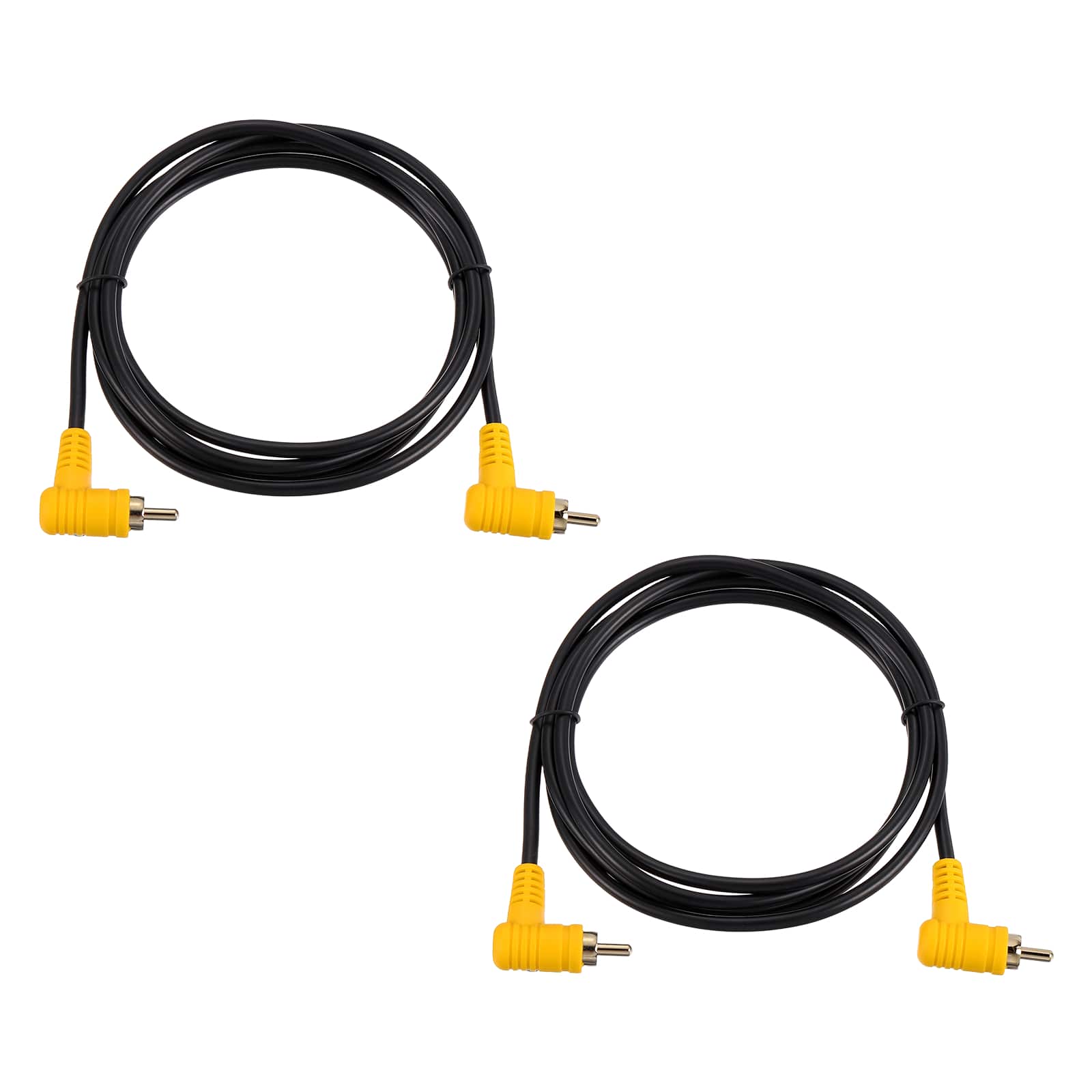 Unique Bargains - 2pcs RCA Right Angle Cable, 1 RCA Male Bend to 1 RCA Male Bend, for Subwoofer Amplifier Home Theater - Black