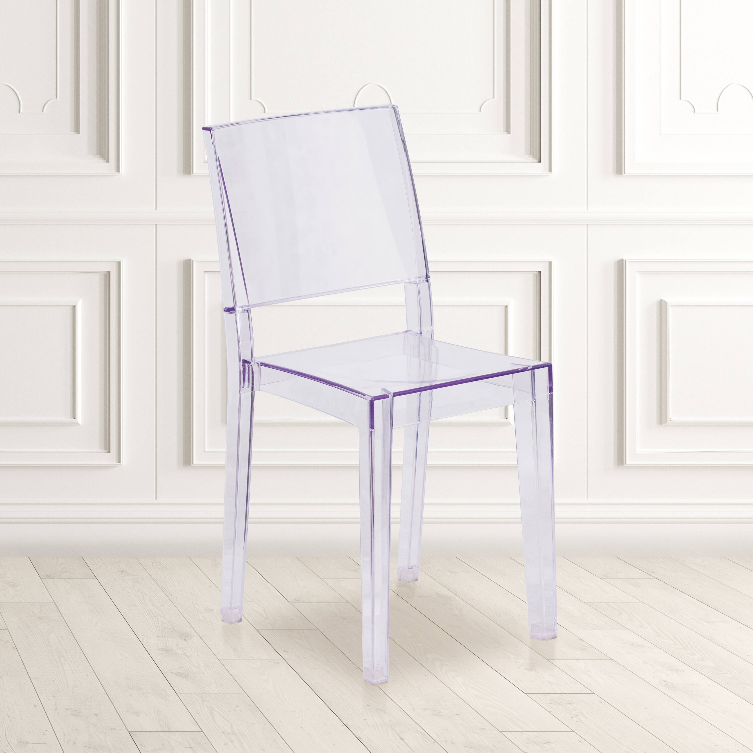 Alt View 1. Emma + Oliver - Transparent Stacking Side Chair - Clear.