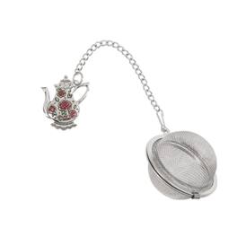 Ganz - Pink Roses Teapot Zinc Metal Mesh Tea Infuser Ball with Enameling For Loose Leaf Tea Reusable