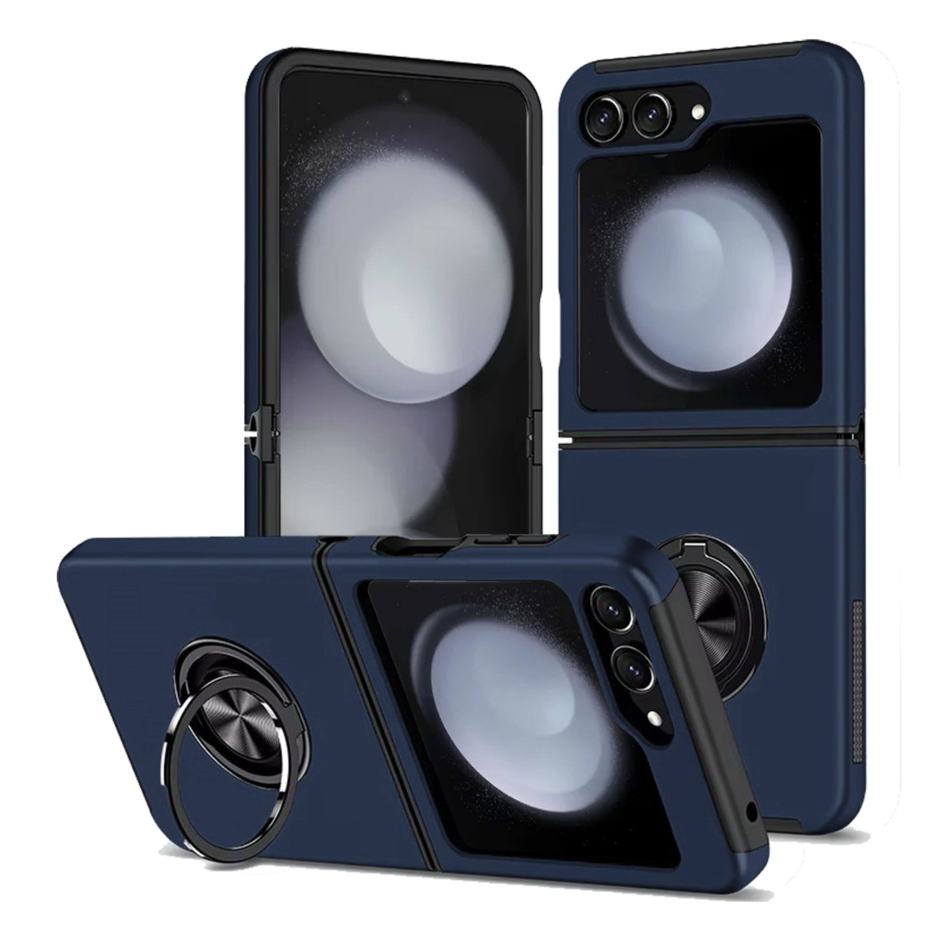 Kitcheniva - Rubberized Matte Magnetic Ring Stand Phone Case For Samsung Galaxy Z Flip 6 - Blue price history on PriceWatchPro
