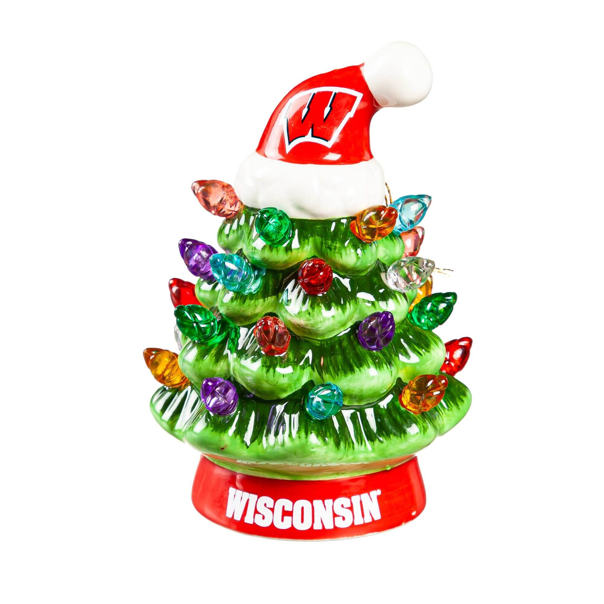 Alt View 1. Evergreen Enterprises - Wisconsin Badgers 2-Pack 4" Ceramic LED Christmas Tree Set - Multicolor.