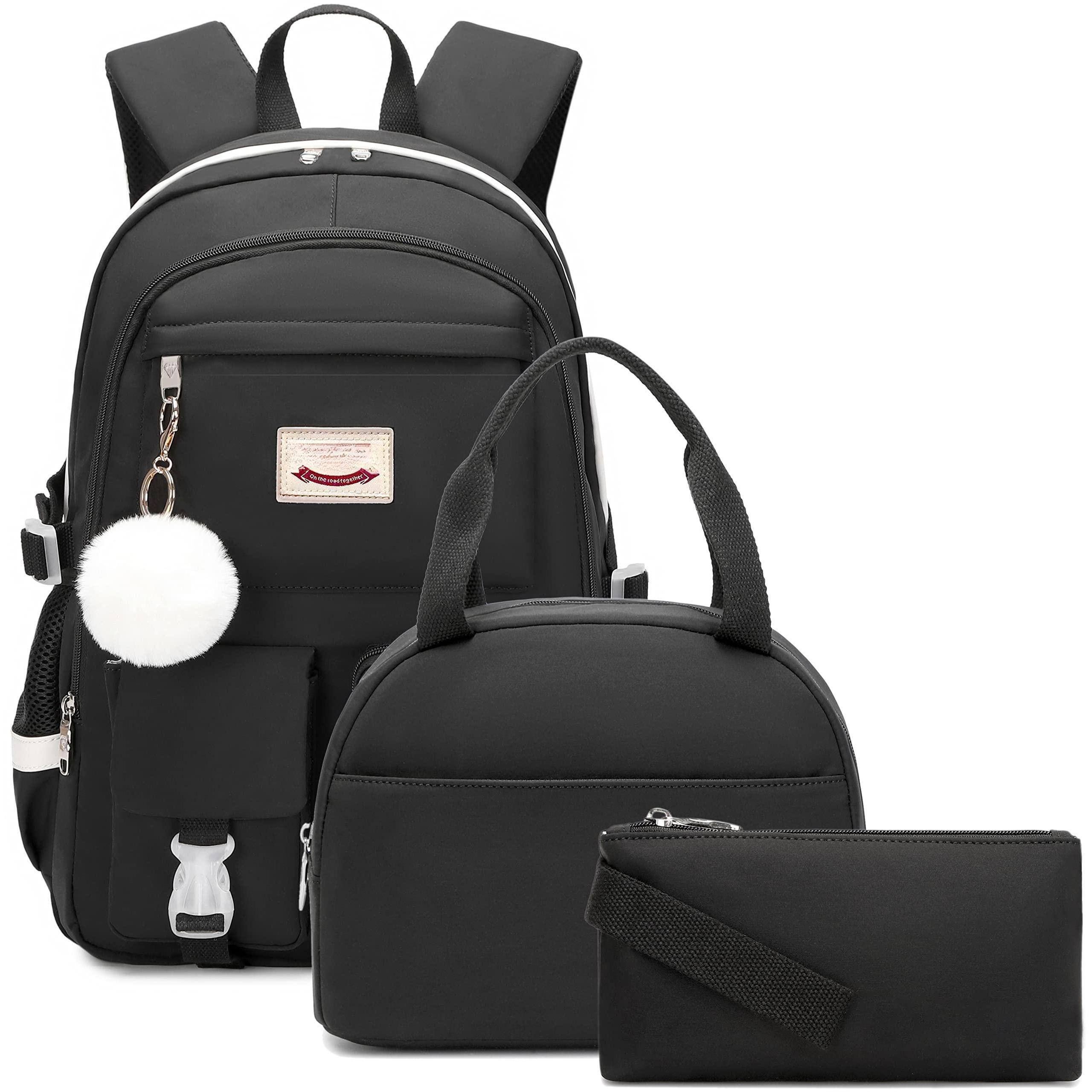 Alt View 4. Cozy Serene - School Backpack For With Lunch Box Anime Bookbag Bag Set Teen - Black.