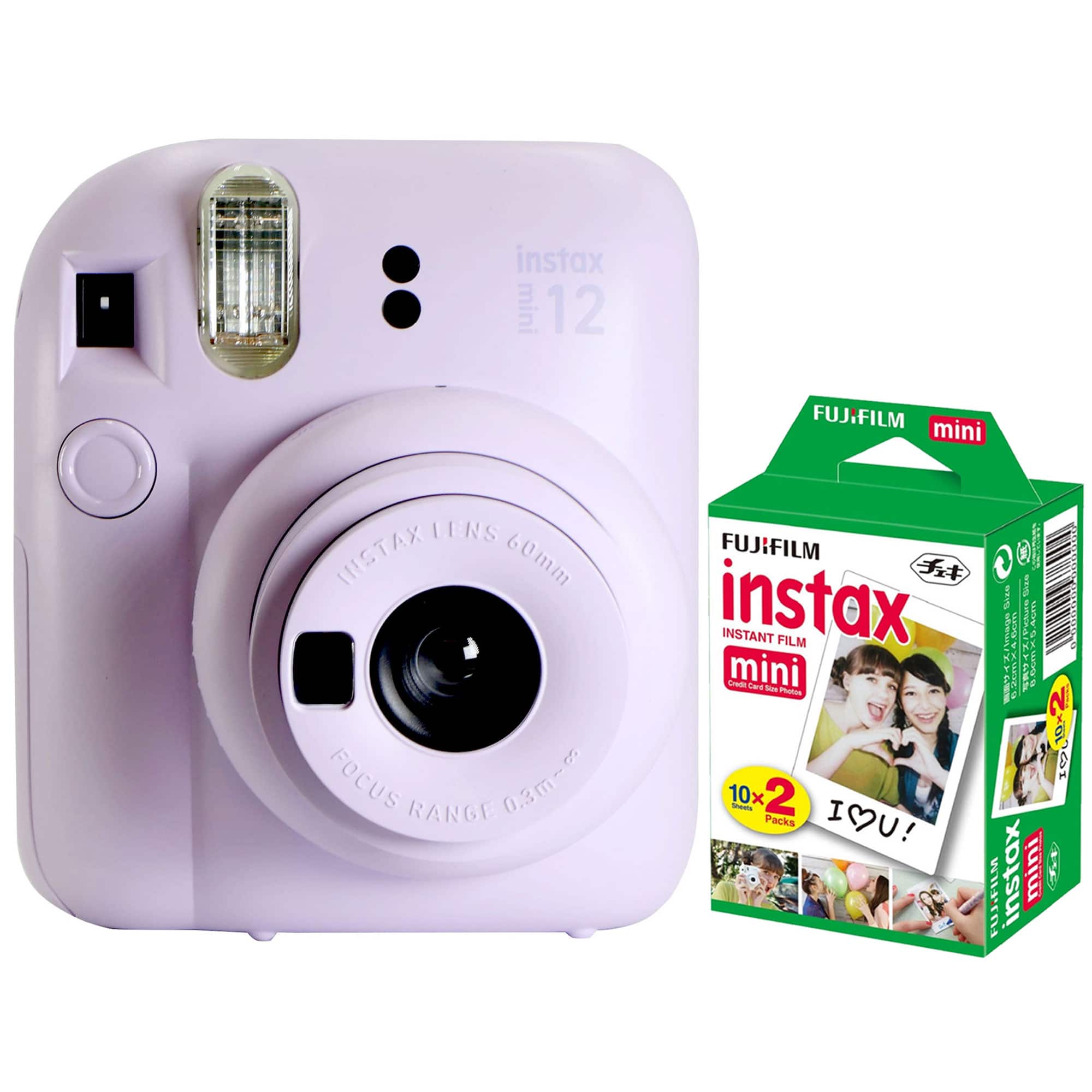 Fujifilm - INSTAX MINI 12 Instant Film Camera Lilac 2x10 Mini Instax Film - Purple