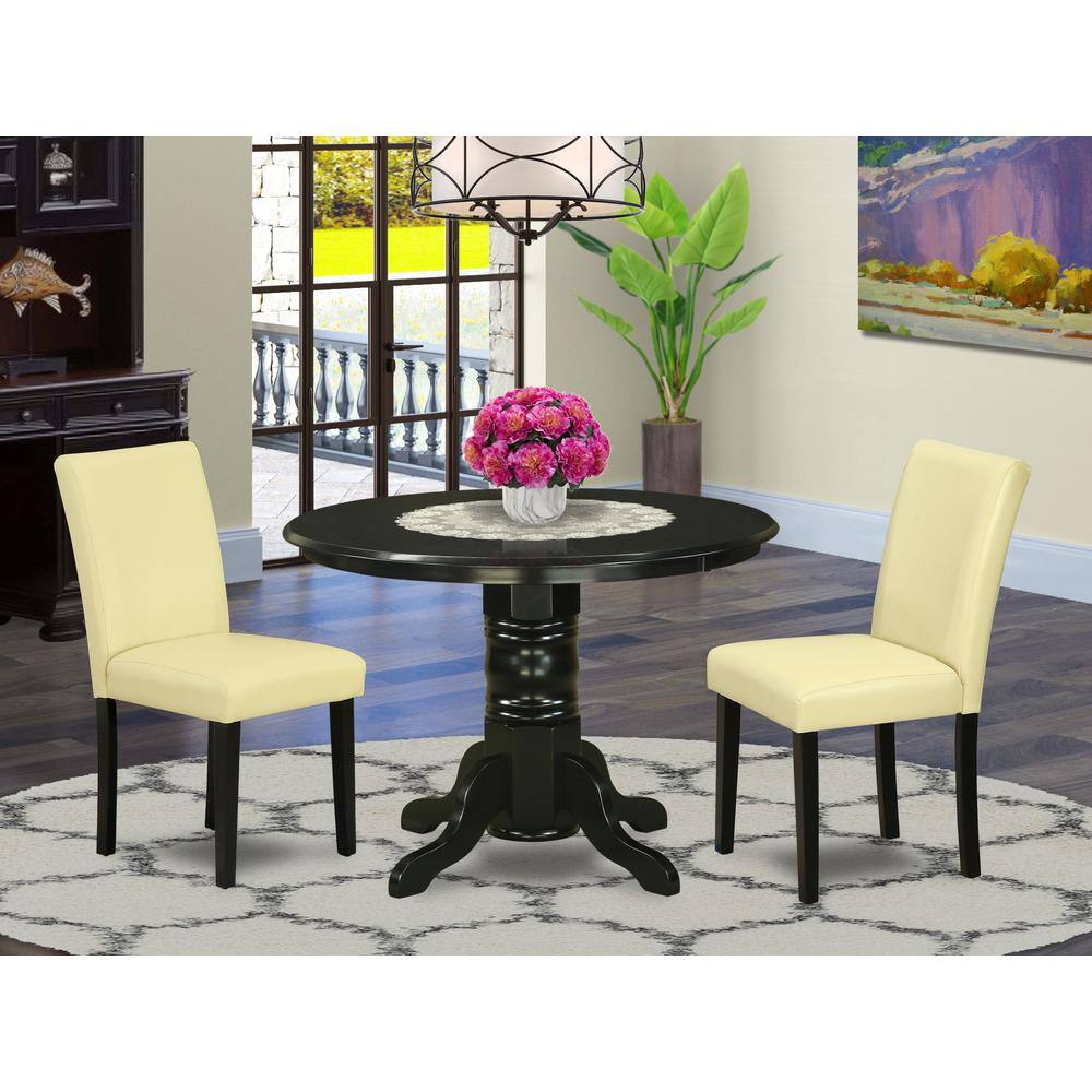 Left. East West Furniture - Dining Room Set Black - Brown.