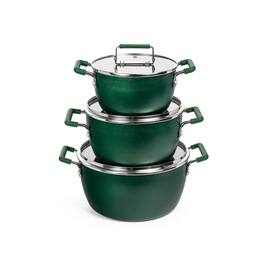 Granitestone - 6 Piece Stackable Nonstick Nesting Pots with Lids - Green