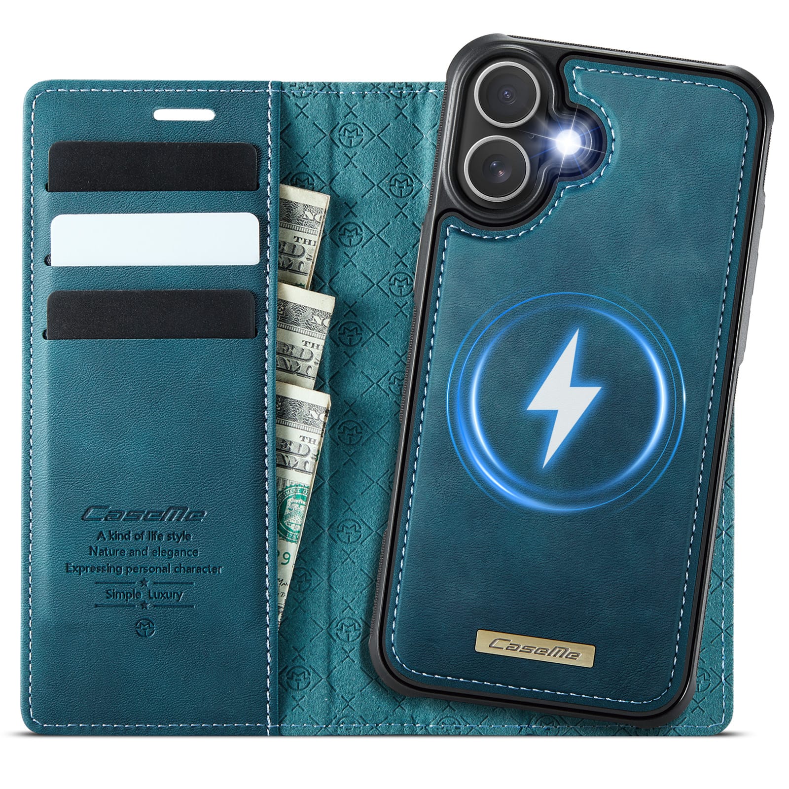 Dteck - for iPhone 16 Detachable Wallet Case, 2 in 1 PU Leather Flip Folio Case with RFID Blocking Phone Cover - Green