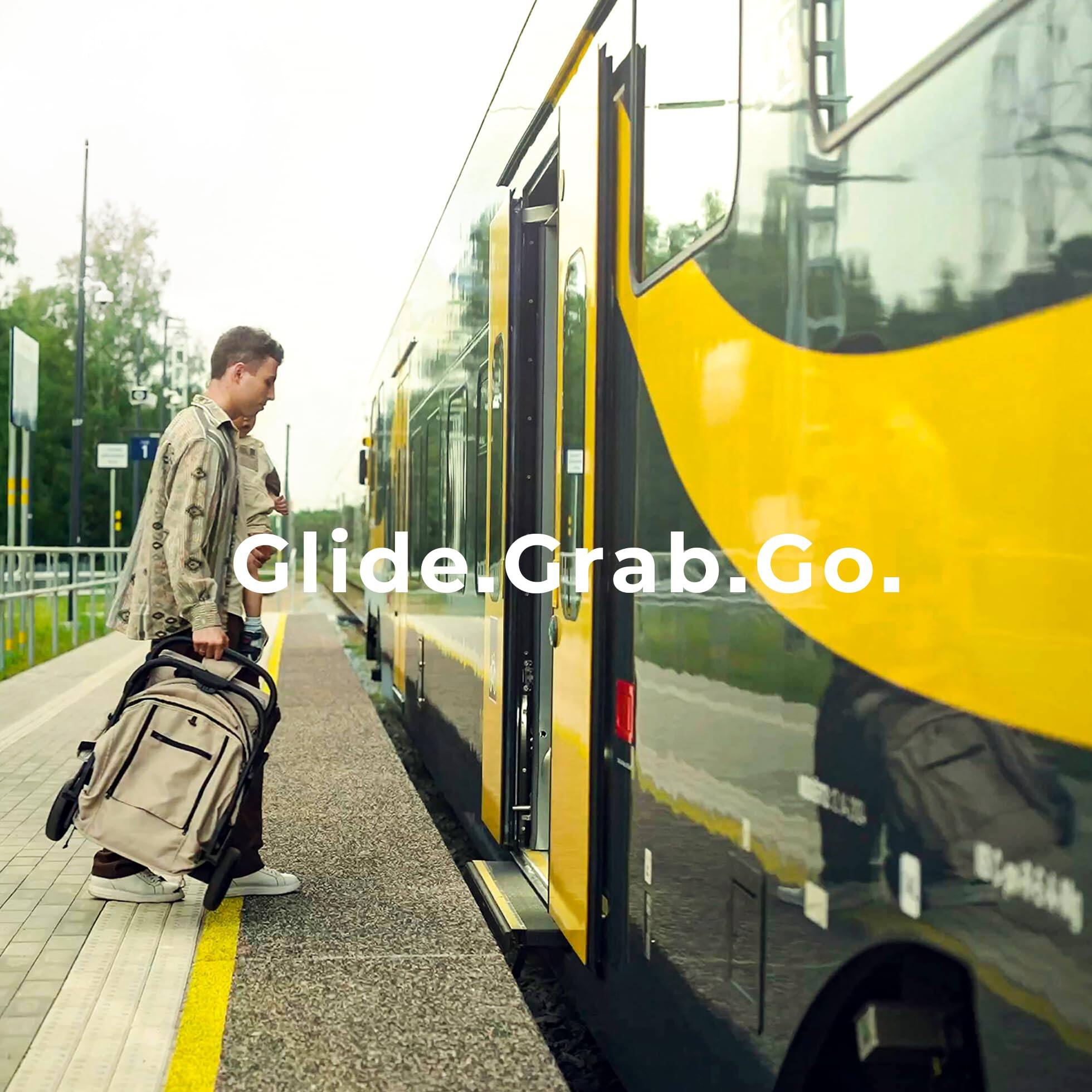 Back. Reds Spade - Glidetow Tr18m Lightweight Travel For Compact Foldable Baby infant With Luggage Handle Cup Holder One han - Gray.