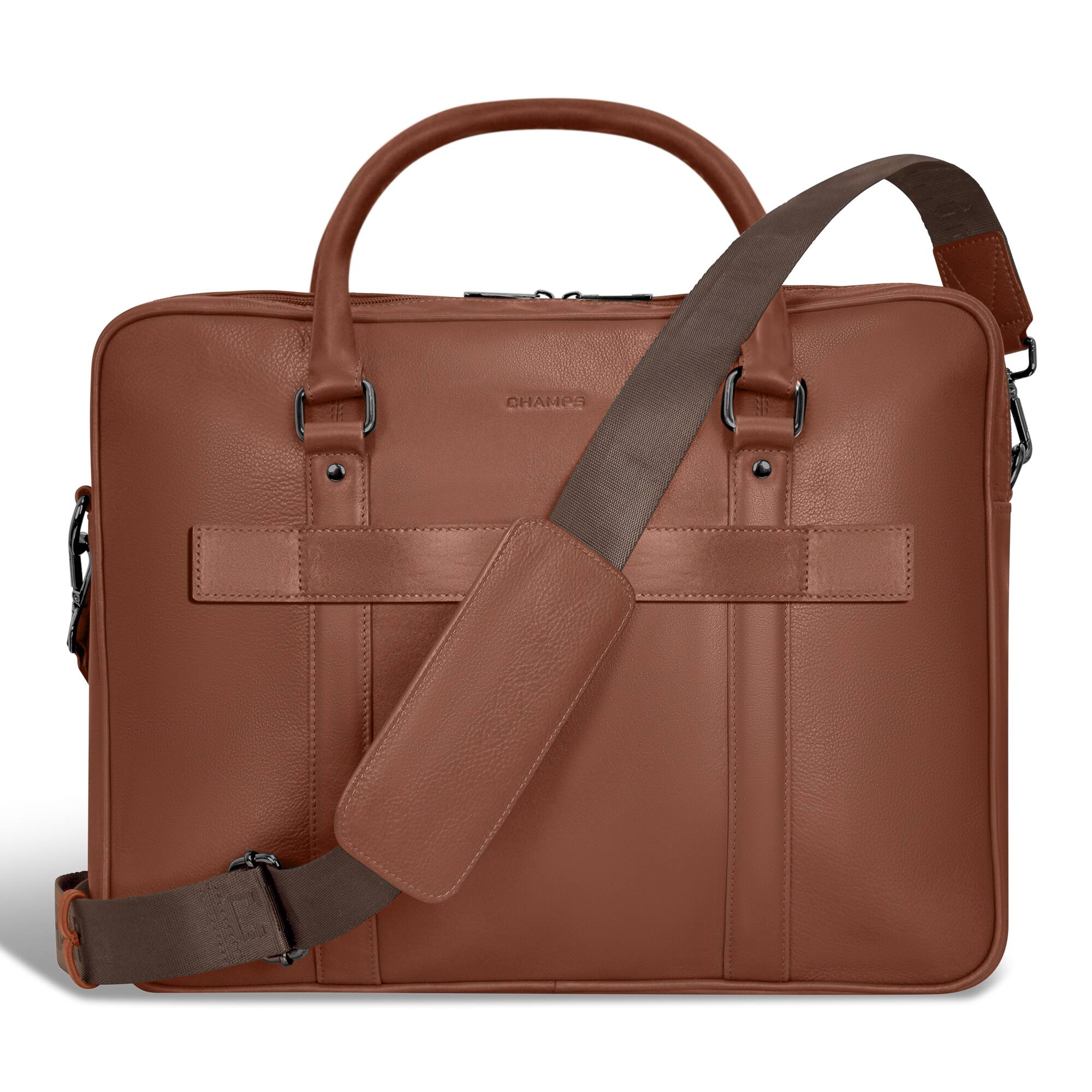 Champs Onyx Collection Leather Laptop Briefcase Brown OB-412-BROWN