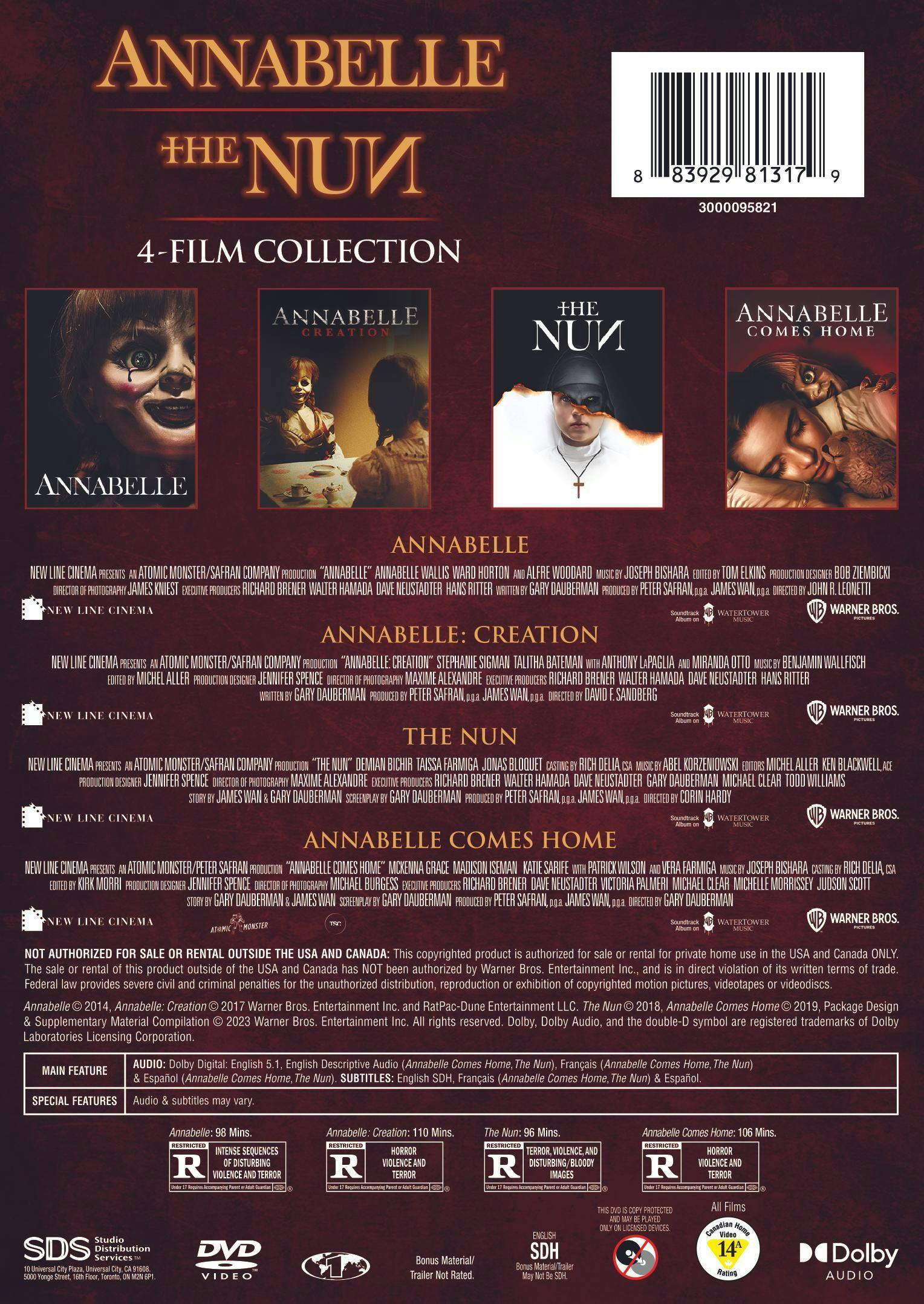 Back. Annabelle Trilogy/The Nun 4-film Collection (Box Set) [DVD].