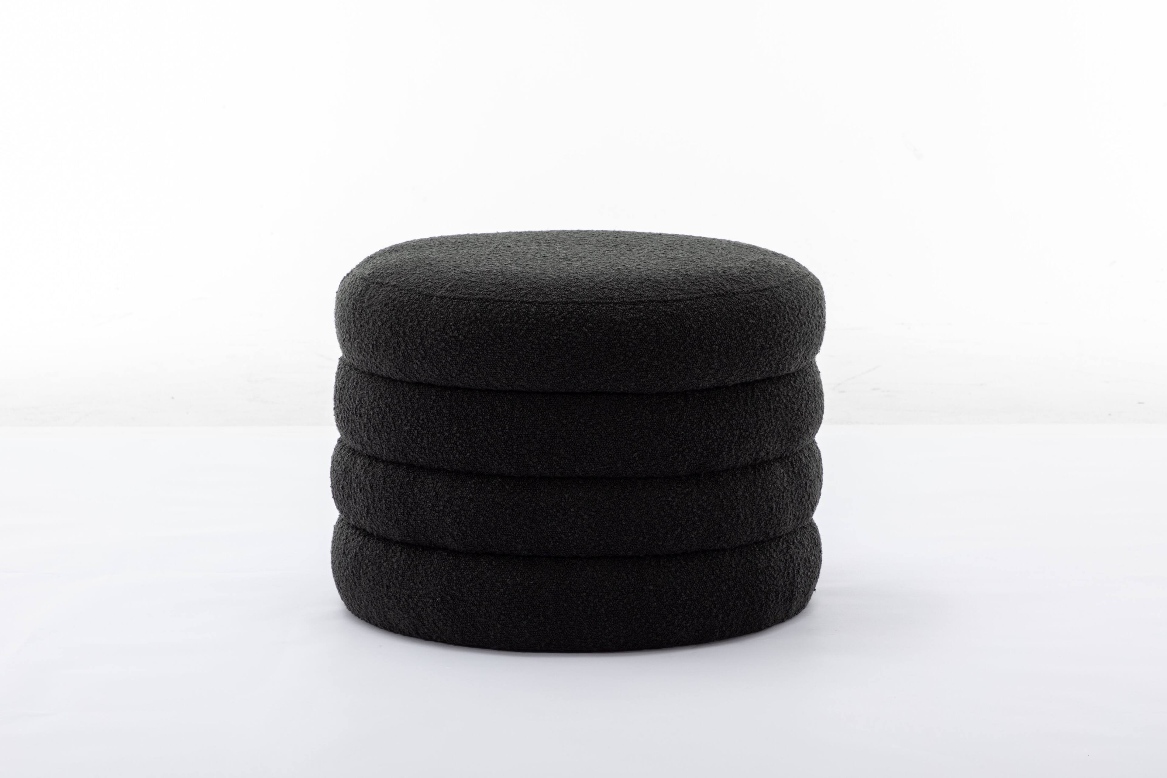 Alt View 4. GOODSILO - Soft Velvet Round Ottoman Footrest Stool with Wooden Frame for Living Room and Bedroom Comfortable Seating - Black.