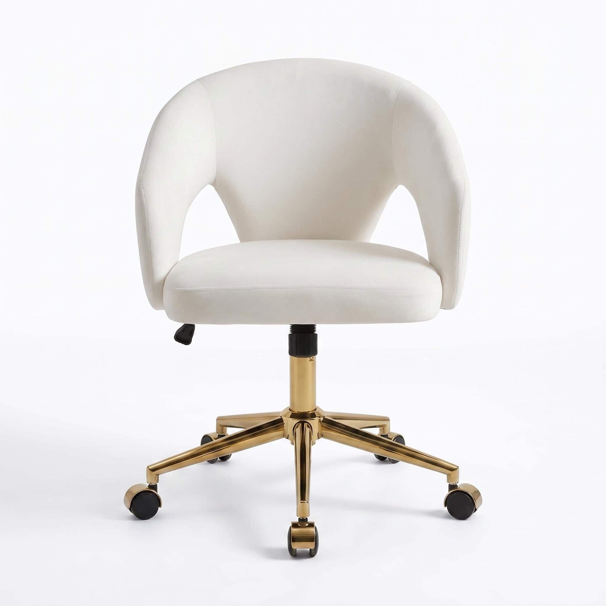 Forest'nSky - Adjustable Office Chair Ergonomic Swivel Chair with Backrest Seat, Comfortable for Long Sitting - White