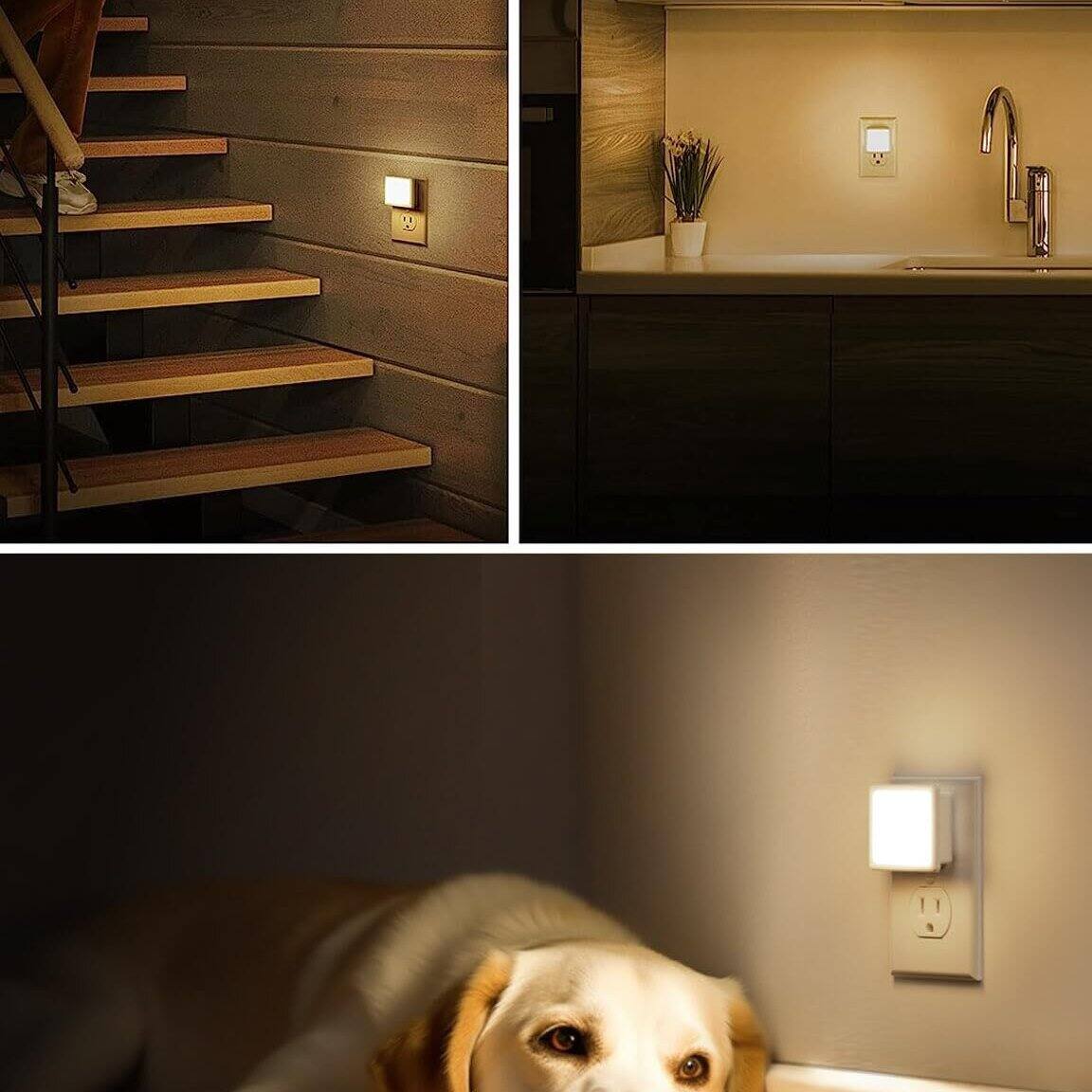 Left. Dazzed Corner - 6-Pack Plug-In Nightlights, Soft White Auto Sensor for Home - White.