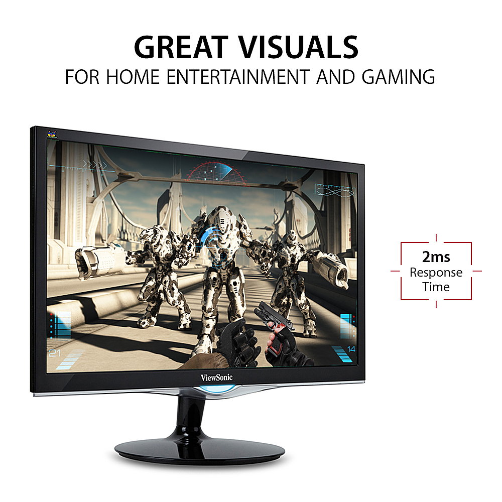 Angle View: ViewSonic - VX2452MH 24" LCD FHD Gaming Monitor (DisplayPort VGA, HDMI, DVI) - Black