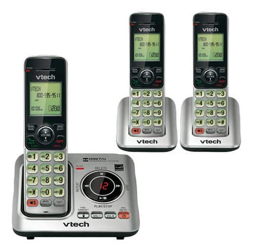 Angle. VTech - CS6629-3 DECT 6.0 Expandable Cordless Phone With Digital Answering System, 3 Handsets - Silver.