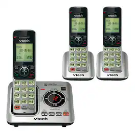 VTech - CS6629-3 DECT 6.0 Expandable Cordless Phone With Digital Answering System, 3 Handsets - Silver