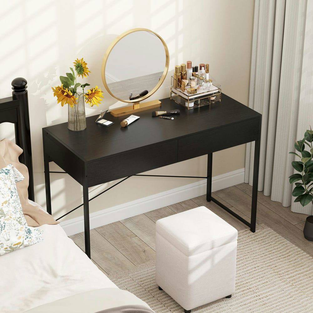 Alt View 1. Resenkos - 44-Inch Home Office Computer Desk - 2 Drawers, Metal Frame, Black - Black.