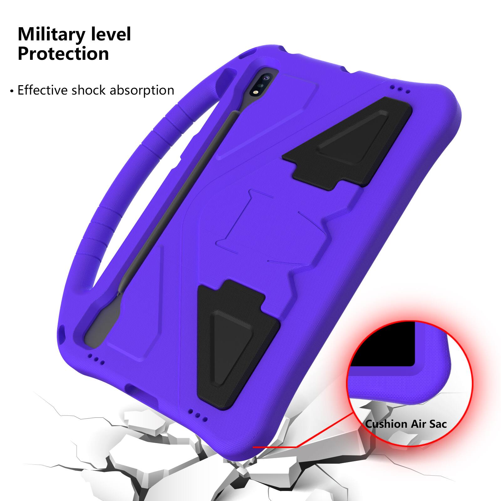Military level Protection  
Effective shock absorption  
Cushion Air Sac