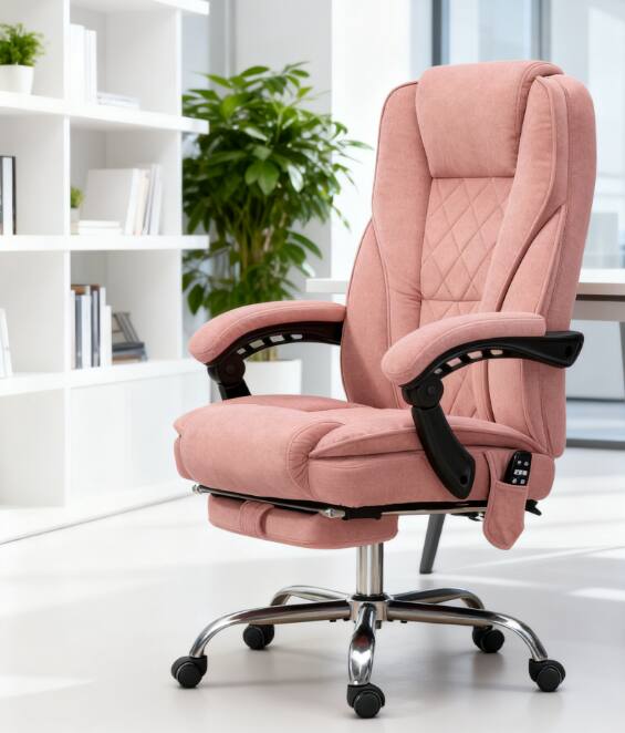Alt View 8. Forest'nSky - Pink Heated Reclining Massage Office Chair with Adjustable Height and Footrest - Pink.