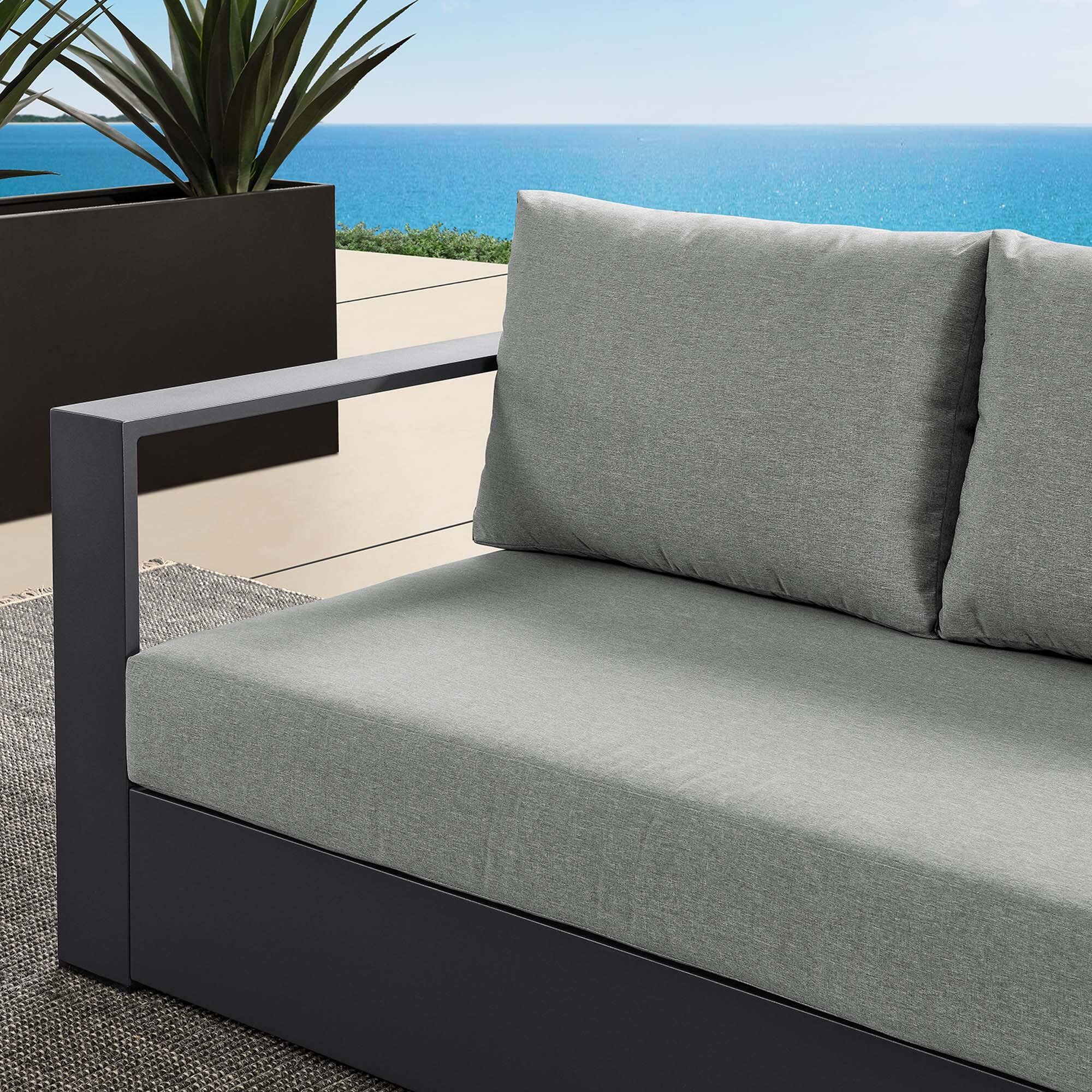 Alt View 1. Modway - Tahoe Outdoor Patio Powder-Coated Aluminum Modular Left-Facing Loveseat by Modway - Gray Gray.