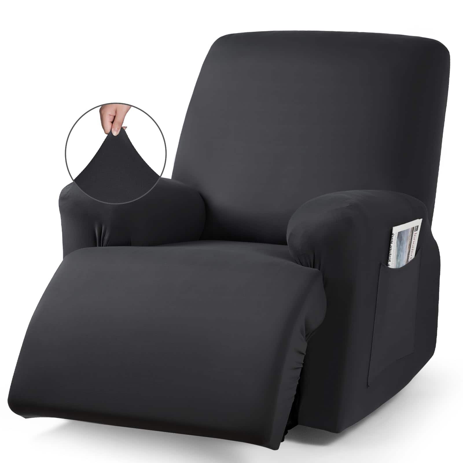 Fabibe - Reclining Loveseat with Middle Console Slipcover, Polyester, Stretch Design, Premium Quality - Black 1 Recliner Chair Cover