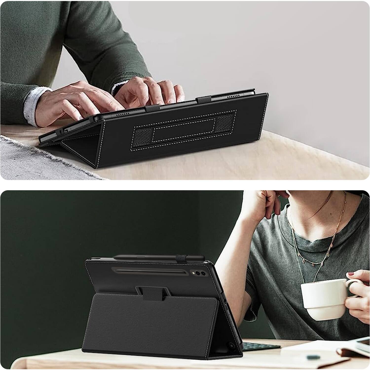 Alt View 15. SaharaCase - Bi-Fold Folio Case for Samsung Galaxy Tab S10 Ultra and Tab S9 Ultra - Black.