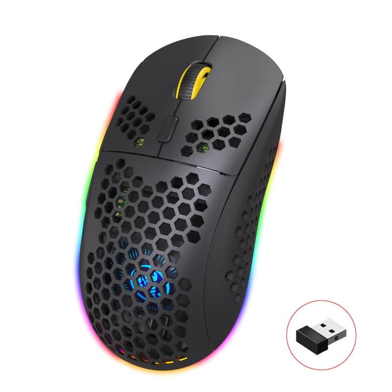 SKRAN - 3-Mode Bluetooth Wireless Lightweight Honeycomb RGB Mouse - Easy-to-Use for Gaming, Office (Laptop/PC Users) - Wireless - Black