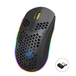 SKRAN - 3-Mode Bluetooth Wireless Lightweight Honeycomb RGB Mouse - Easy-to-Use for Gaming, Office (Laptop/PC Users) - Wireless - Black