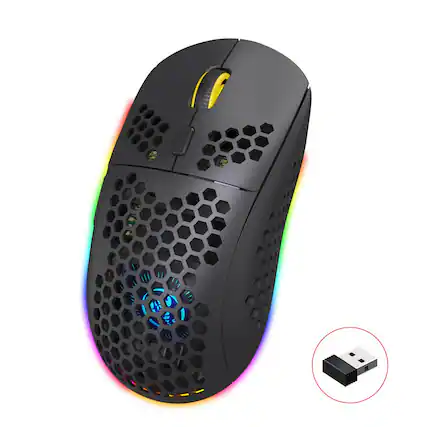 Front. SKRAN - 3-Mode Bluetooth Wireless Lightweight Honeycomb RGB Mouse - Easy-to-Use for Gaming, Office (Laptop/PC Users) - Black.
