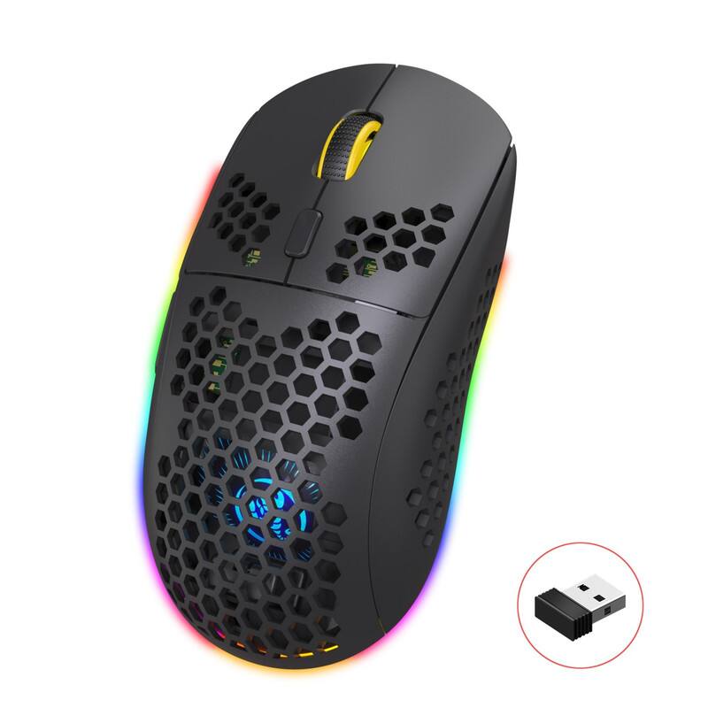 Front. SKRAN - 3-Mode Bluetooth Wireless Lightweight Honeycomb RGB Mouse - Easy-to-Use for Gaming, Office (Laptop/PC Users) - Black.
