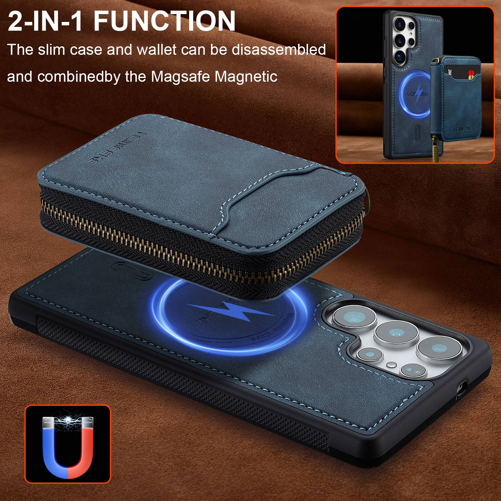 2-IN-1 FUNCTION  
The slim case and wallet can be disassembled and combined by the Magsafe Magnetic