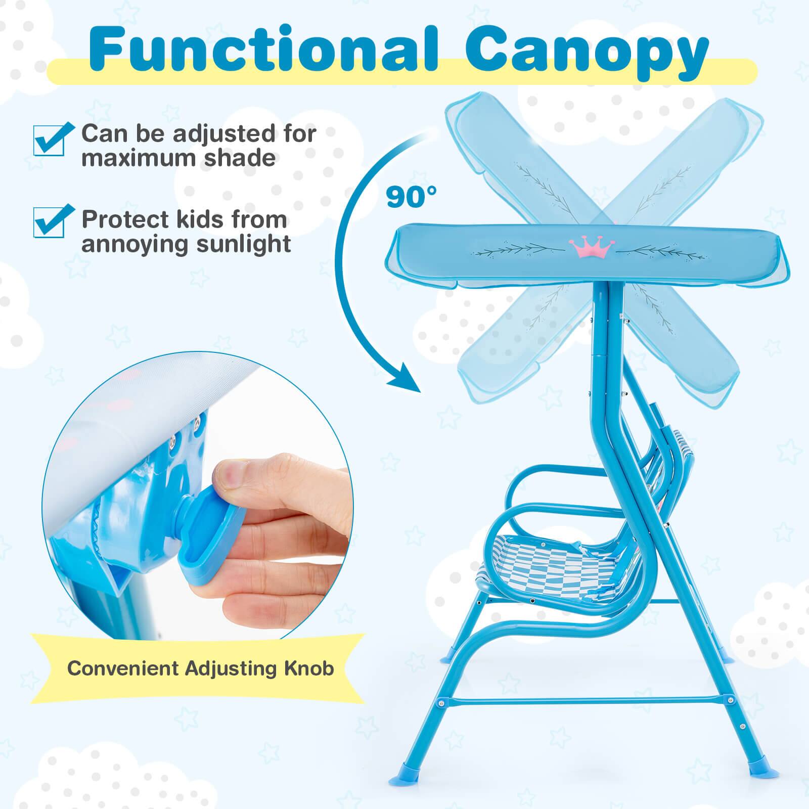 Functional Canopy

- Can be adjusted for maximum shade
- Protect kids from annoying sunlight

Convenient Adjusting Knob

90°
