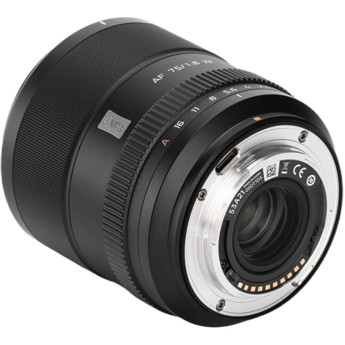 EVO  
75/1.8 AF 4 20 5.6 I 8 11 16  
CHINA MADE IN  
OODT1D5 53A21  
CE