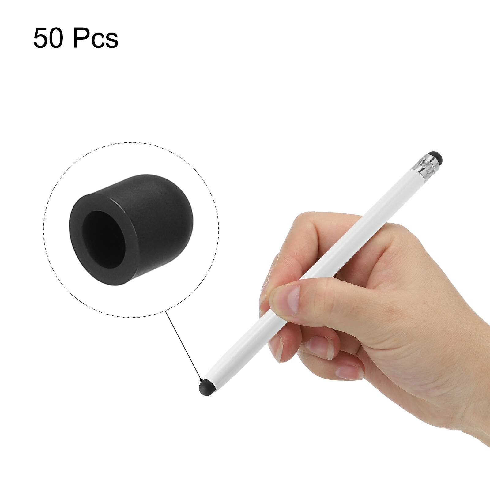 Alt View 2. Unique Bargains - 50pcs 6.5mm Conductive Rubber Fine Tips Soft Universal Replacement for Capacitive Touch Screen Stylus Pen - Black.